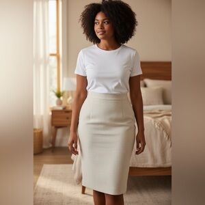 Ann Taylor Cream Pencil Skirt